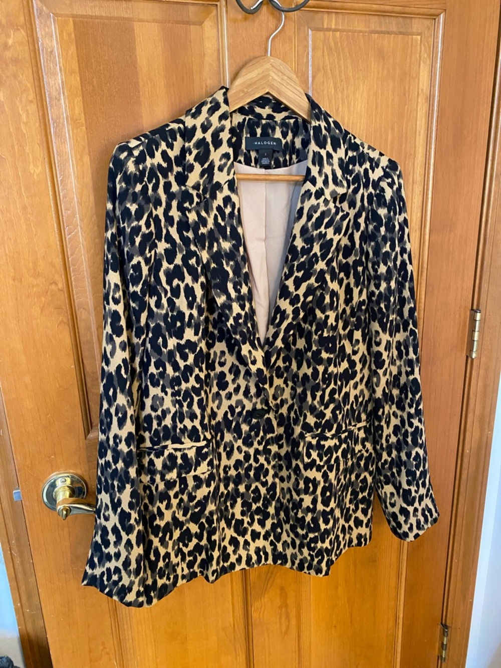 Halogen Leopard Print Blazer Jacket - Beige & Black